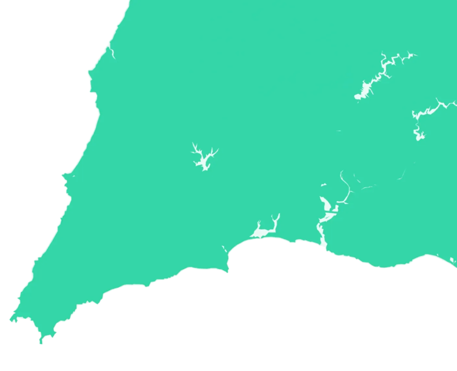 Map silhouette with turquoise land and black sea.