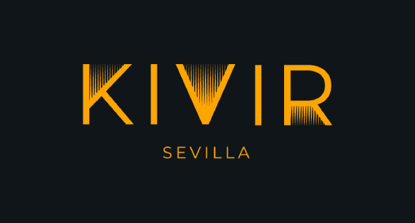 Texto amarillo "KIVIR SEVILLA" sobre fondo negro.