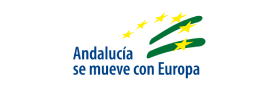 Logo "Andaluc&iacute;a se mueve con Europa" con estrellas y bandera andaluza.