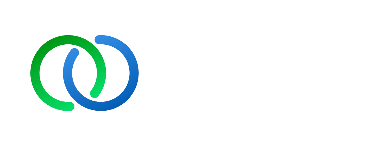 Logo de Alianza Hotelera con dos c&iacute;rculos entrelazados, verde y azul.