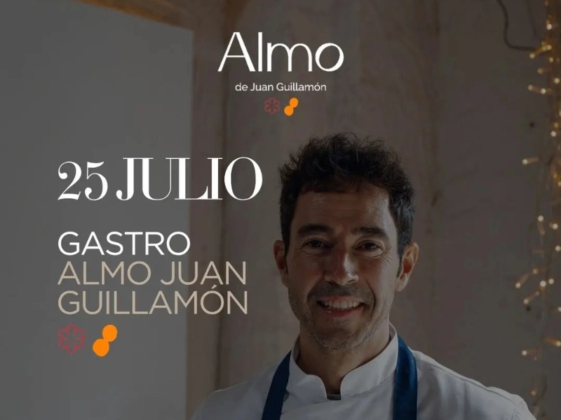 Cartel &ldquo;Almo&rdquo; con fecha 25 de julio y el chef Juan Guillam&oacute;n.