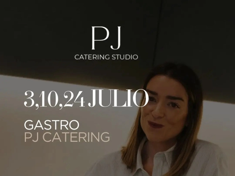 PJ Catering Studio, fecha 3,10,24 julio y retrato de mujer sonriente
