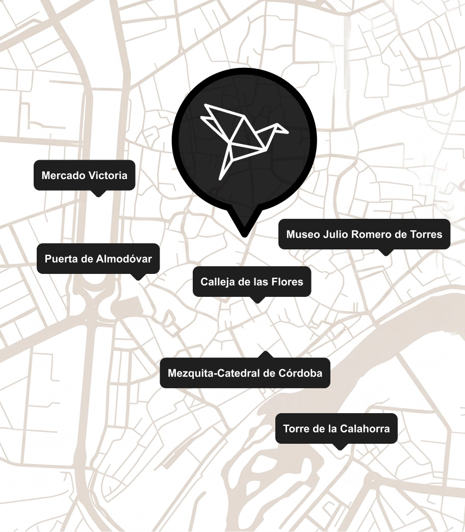 Mapa con marcadores de Mercado Victoria, Puerta de Alm&oacute;dovar y m&aacute;s en C&oacute;rdoba