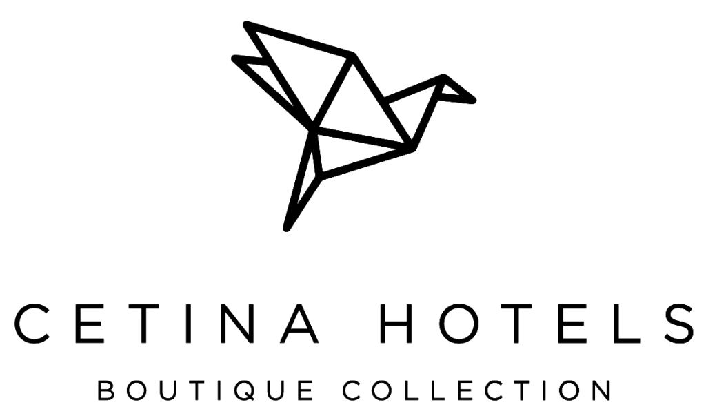 Logo de Cetina Hotels con dibujo de un p&aacute;jaro en estilo origami.