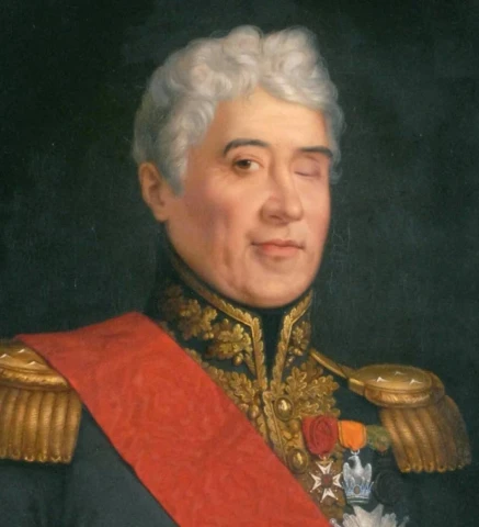 Retrato de un hombre con uniforme militar y medallas.
