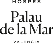 Cartel &ldquo;Palau de la Mar&rdquo;, Valencia, con texto &ldquo;HOSPES&rdquo; y &ldquo;VALENCIA&rdquo;