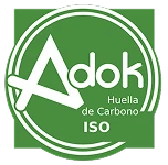 Sello &ldquo;Adon&rdquo; y &ldquo;Huella de Carbono&rdquo; con icono ISO 14001.