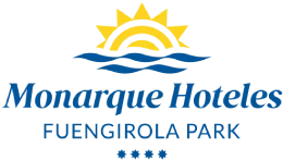 Logo &ldquo;Montyme Hoteles&rdquo; con un sol y texto &ldquo;Fuengirola Park&rdquo;.