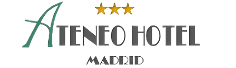 Logo de Ateneo Hotel Madrid con tres estrellas doradas encima.