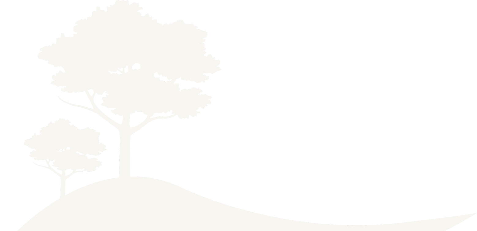 Silhueta de duas &aacute;rvores em uma colina contra um fundo preto.