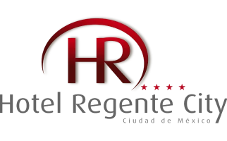 Logo de "Hotel Regente" con letras rojas y cuatro estrellas rojas.