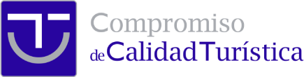 Logo "Compromiso de Calidad Tur&iacute;stica" con icono en borde azul.