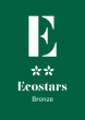 "Ecostars Bronze con dos estrellas en fondo verde."
