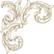 Imagem com ornamento dourado em formato de arabesco.
