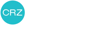 Logotipo CRZ con fondo blanco y patr&oacute;n de cuadrados en negro