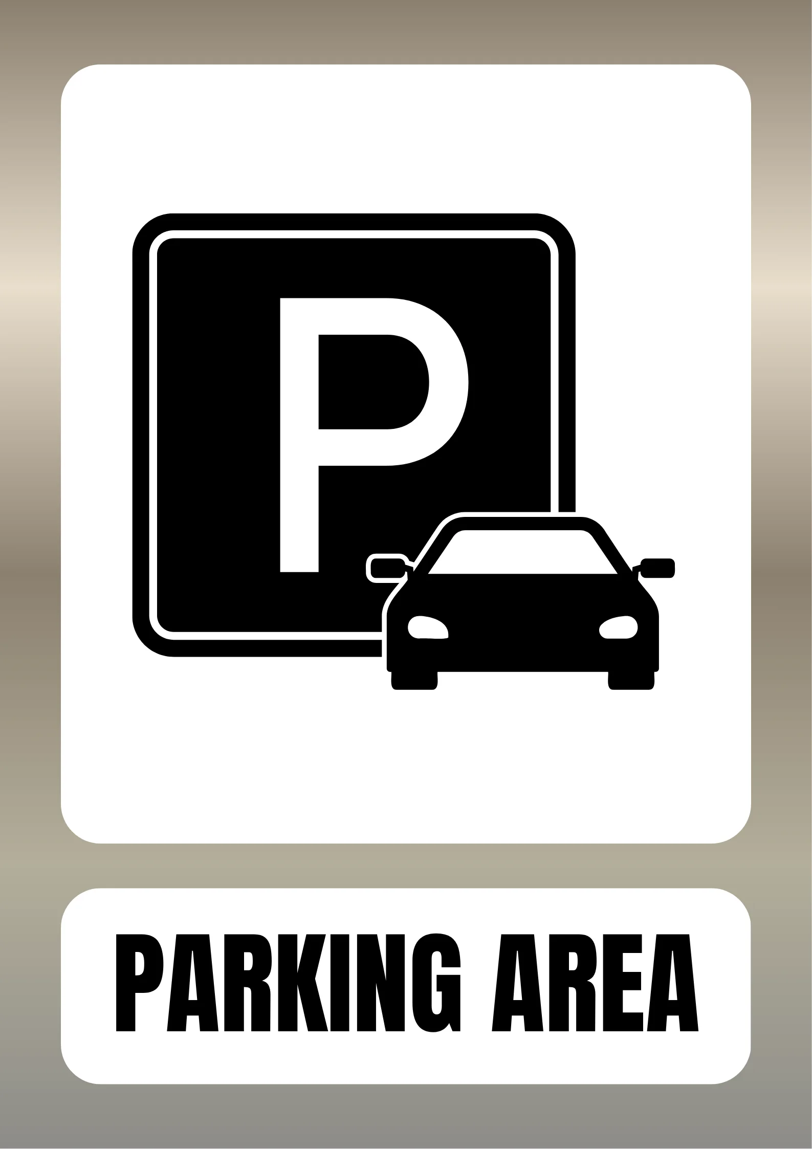 Icono de &ldquo;Parking Area&rdquo; con auto y letra P.