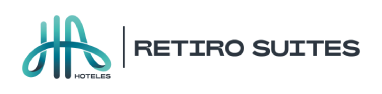 Logotipo de RETIRO SUITES con s&iacute;mbolo en color turquesa.