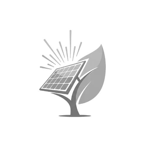 Icono de energ&iacute;a solar con panel y hojas