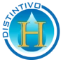 Emblema azul con letras &ldquo;H&rdquo; y s&iacute;mbolo de moneda