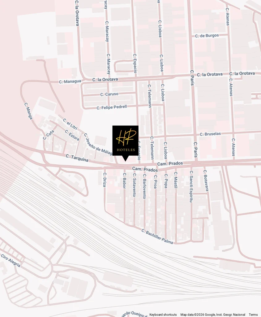 Mapa con calles de La Orotava y logotipo de Hoteles H2P.
