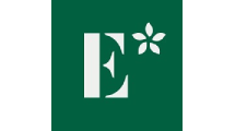 Letra E con icono de flor en verde, estilo elegante.