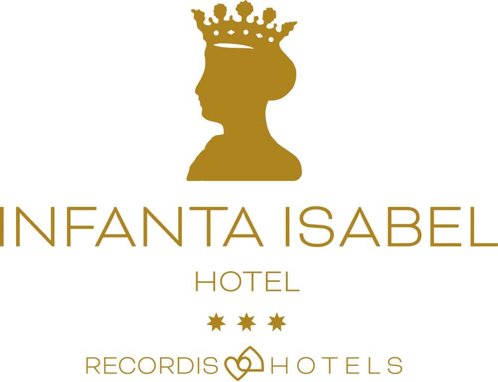 Logo de hotel &ldquo;Infanta Isabel&rdquo;, copa dorada y estrellas, &ldquo;Recordis Hotels&rdquo;.