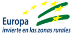 Logotipo &ldquo;Europa invierte en las zonas rurales&rdquo; con estrellas y arco verde