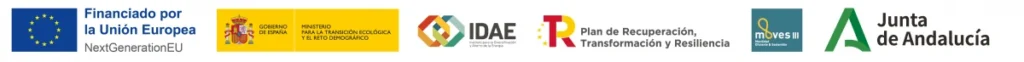 Logos: UE, Gobierno de Espa&ntilde;a, IDAE, Plan NextGen, Junta de Andaluc&iacute;a y MOVES III.