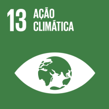 Symbol f&uuml;r SDG 13: Klimaschutz, mit Globus und Bl&auml;ttern.