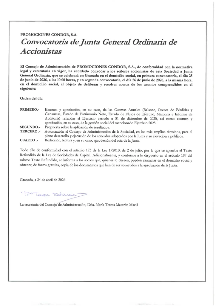 Shareholders information - Macia Hoteles