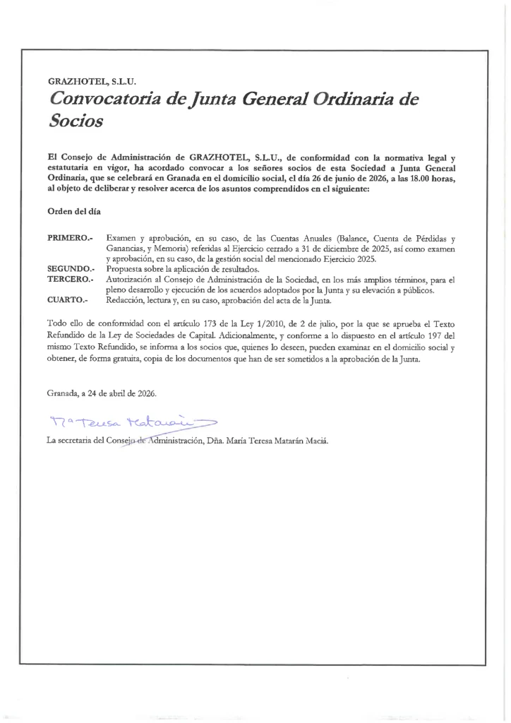 Shareholders information - Macia Hoteles