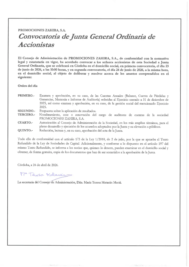 Shareholders information - Macia Hoteles