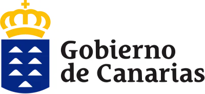 Logo del Gobierno de Canarias con escudo y texto.