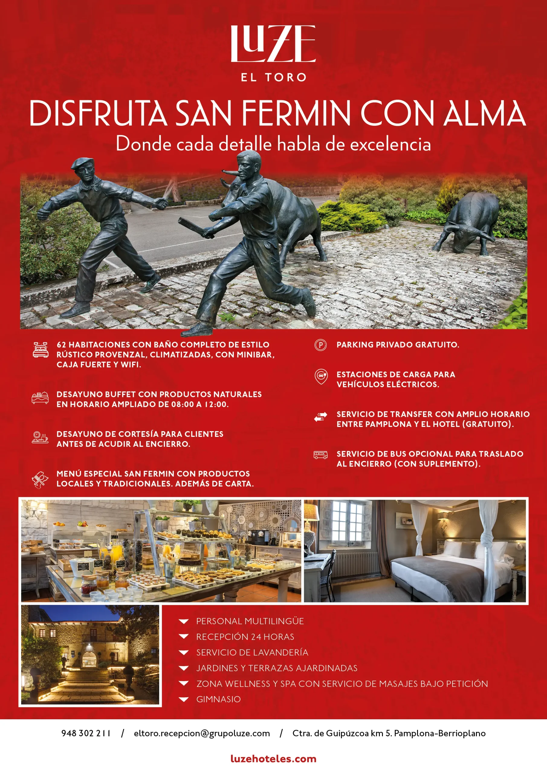 Vive San Ferm&iacute;n con alma: hotel en Pamplona con transfer, desayuno antes del encierro y men&uacute; especial - Luze Hoteles