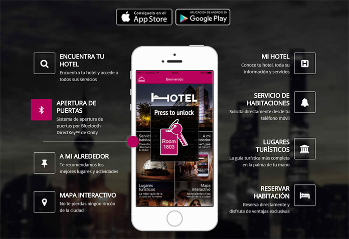 Infografía de opciones de la App Hotelvip