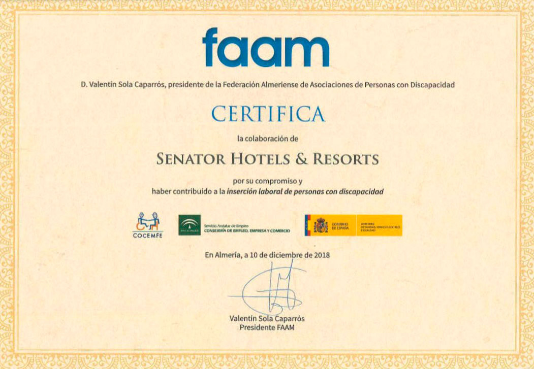 Senator Hotels &amp; Resorts apuesta por la inserción laboral de personas con discapacidad - Senator Hotels &amp; Resorts