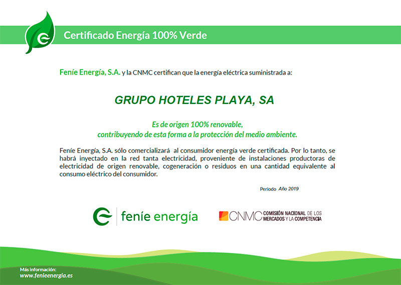 Senator Hotels & Resorts utiliza energía 100 % renovable - Senator Hotels & Resorts