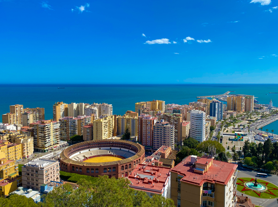 High Angle View of the Bulring of Malaga City on Summer.
